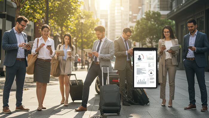 busy sales reps using secure mobile devices