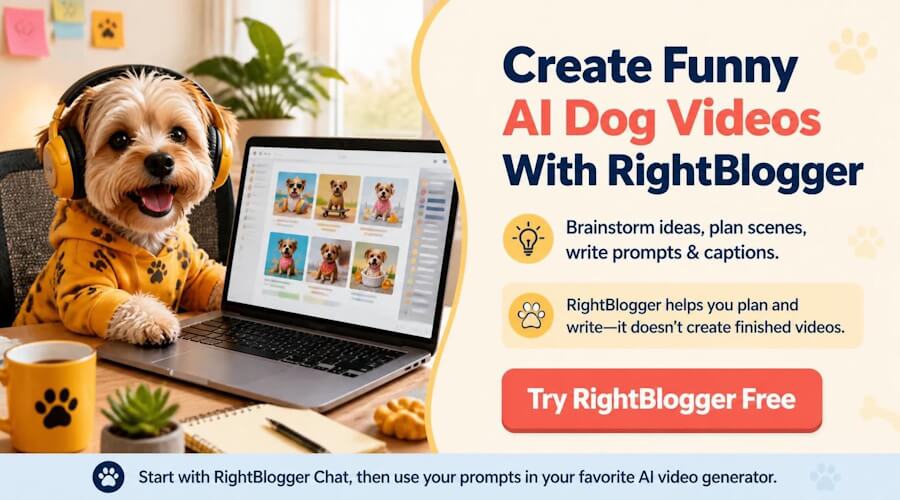 Create Funny AI Dog Videos With RightBlogger Create Funny AI Dog Videos With RightBlogger