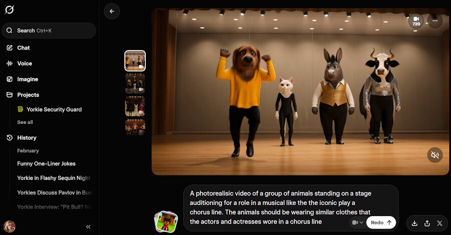 Grok first video prompt