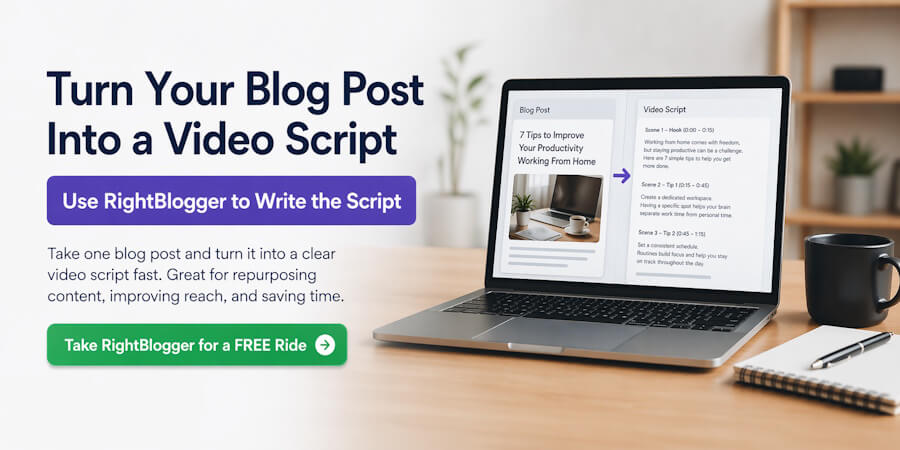 turn your blog post into a video script with RightBlogger