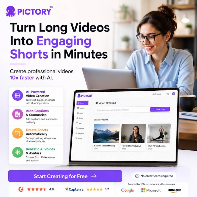 Pictory turn long videos into engaging shorts in minute