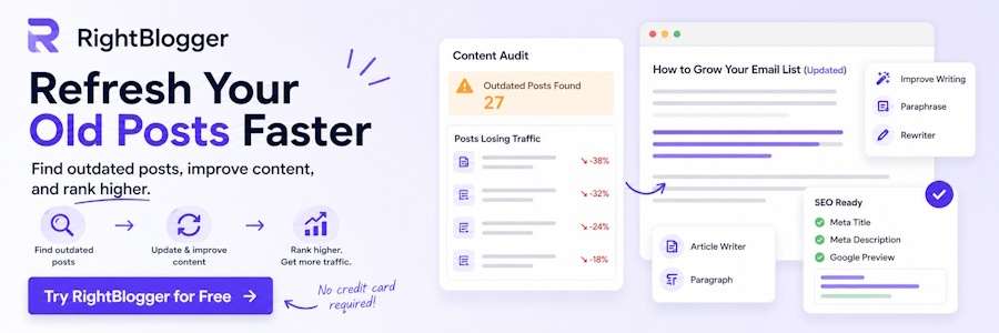 Refresh Your Outdated Blog Posts Faster With RightBlogger