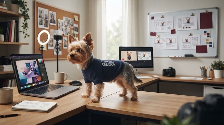 Yorkie master character description for AI consitency